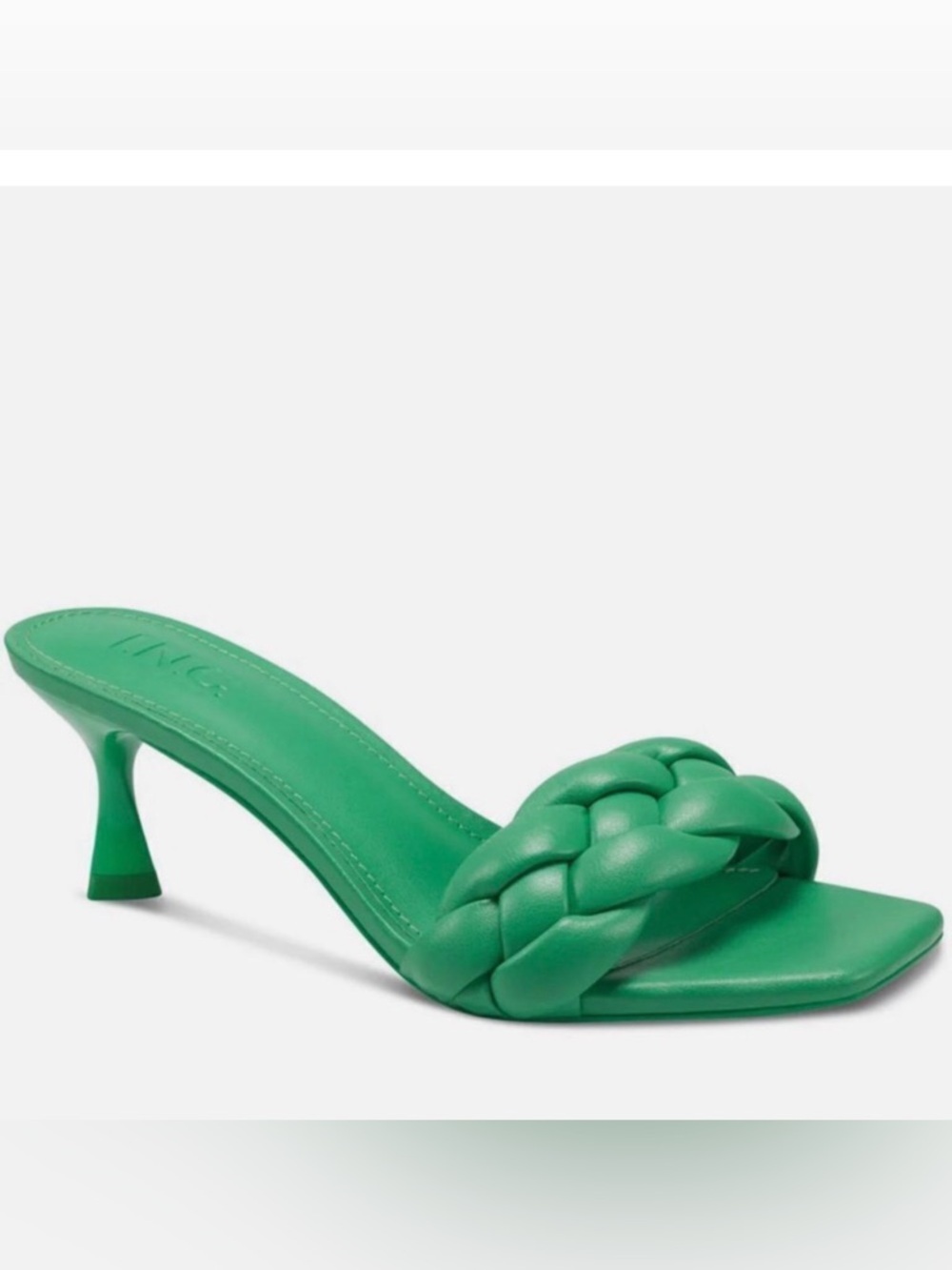 Inc Parker Green Braided Strap kitten Heeled Sandal